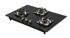 Faber Mild Steel Hobtop Imperia 783 Brb Ci Bk 3 Brass Burner Auto Electric Ignition Glass Top (Black)-3