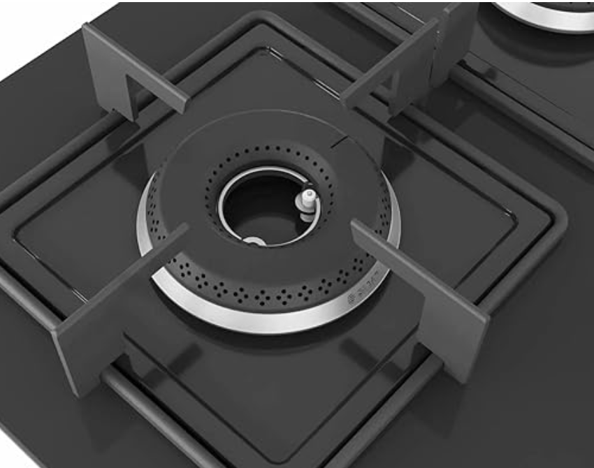 Bosch Built in Gas Hob Black Tempered glass Glass 4 Burner Auto Ignition 60 cm Italian Double Ring Burners (PNH6B6B12I)