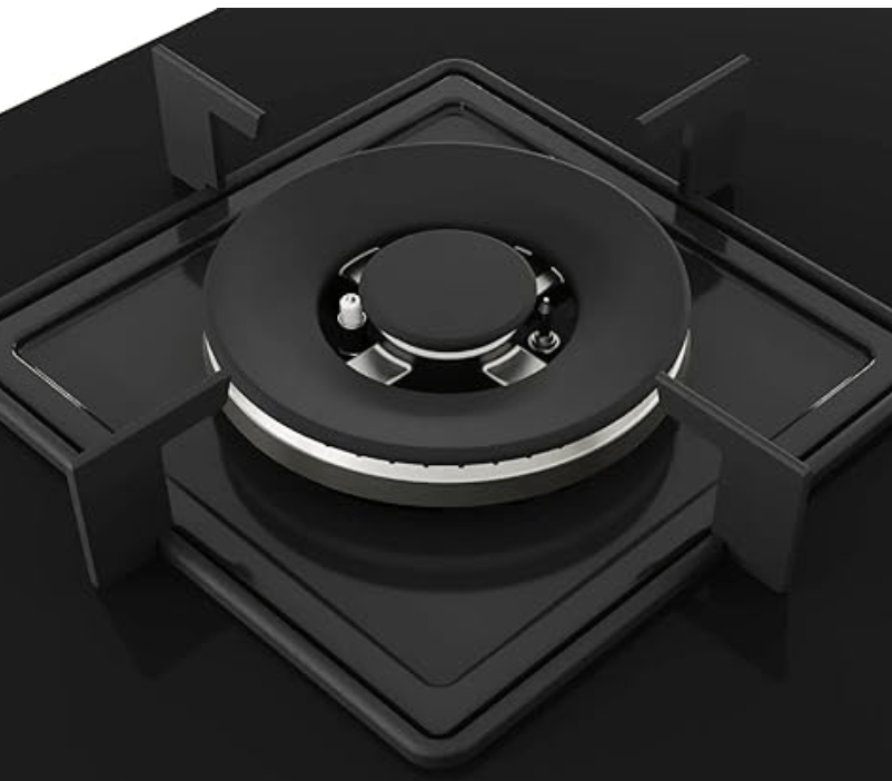 Bosch Built in Gas Hob Black Tempered glass Glass 3 Burner Auto Ignition 75 cm Italian Double Ring Burners (PND7B6B10I)