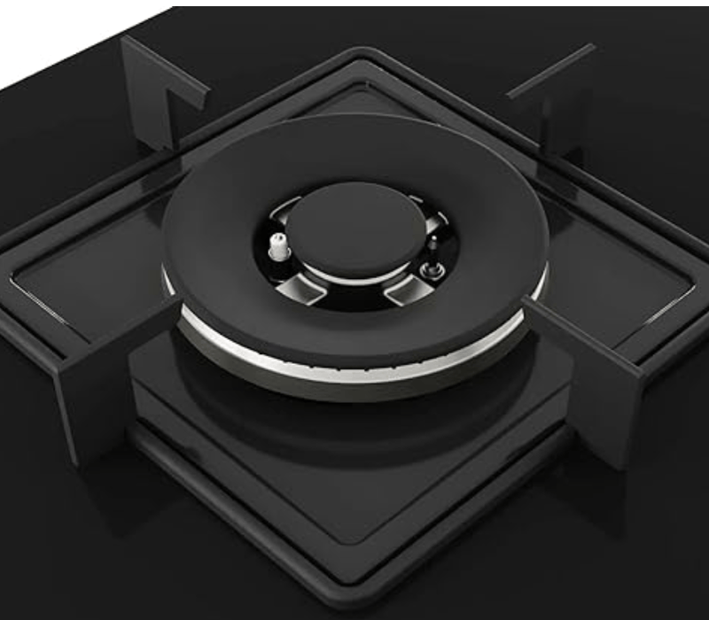 Bosch Built in Gas Hob Black Tempered glass Glass 3 Burner Auto Ignition 75 cm Italian Double Ring Burners (PND7B6B10I)-2