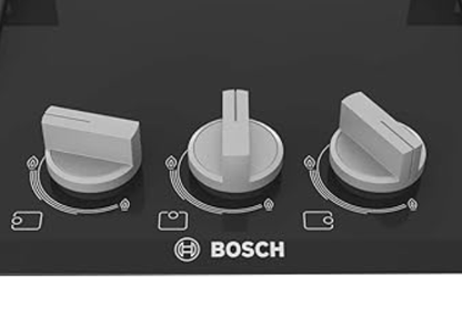 Bosch Built in Gas Hob Black Tempered glass Glass 3 Burner Auto Ignition 75 cm Italian Double Ring Burners (PND7B6B10I)