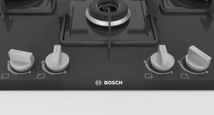 BOSCH Series 6 Gas hob 75 cm Tempered glass, Aluminium Burner PNI7B6B10I Glass Automatic Hob  (4 Burners)