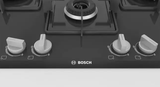 BOSCH Series 6 Gas hob 75 cm Tempered glass, Aluminium Burner PNI7B6B10I Glass Automatic Hob  (4 Burners)