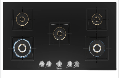 Bosch 90 cm Built in Hob with 5 Burners, Swords Knob (Black, PNV9B6F10I)