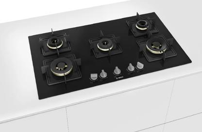 Bosch 90 cm Built in Hob with 5 Burners, Swords Knob (Black, PNV9B6F10I)