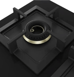 Bosch Built in Gas Hob Black Tempered glass Glass 5 Burner Auto Ignition 90 cm True Brass 2D Ring Burners with Matt Black Heat Shields & Cast Iron pan supports (PNV9B6F20I)-3