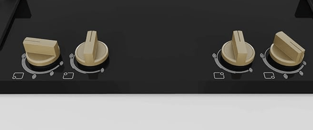 Bosch Built in Gas Hob Black Tempered glass Glass 4 Burner Auto Ignition 90 cm Full Brass 3D Ring Burners with Matt Black Heat Shields & Cast Iron pan supports (PNF9B6G20I)