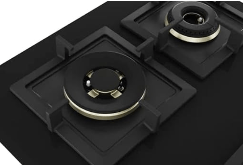 Bosch Built in Gas Hob Black Tempered glass Glass 5 Burner Auto Ignition 90 cm Full Brass 3D Ring Burners with Matt Black Heat Shields & Cast Iron pan supports (PNV9B6G20I)