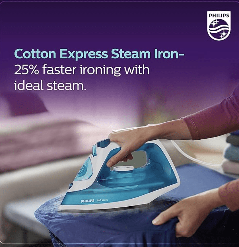 Philips Steam Iron DST0820/20 – 1250-watt, Black non-stick soleplate, Steam Rate of up to 15 g/min