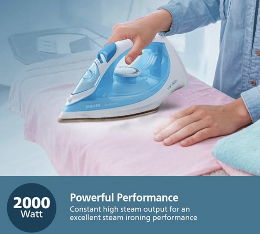 Philips Steam Iron GC1011/01 with 1200 Watts power, linished soleplate, up to 15 g/min of steam