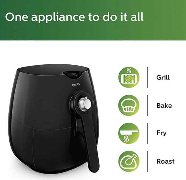 Philips Daily Collection HD9218 Air Fryer, uses up to 90% Less Fat, 1425W, with Rapid Air Technology (Black)