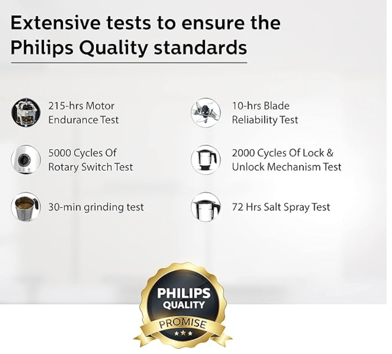 Philips HL7703/00 1000 Watt Mixer Grinder Copper Motor, 4 Jar with 5 Year Warranty on Motor