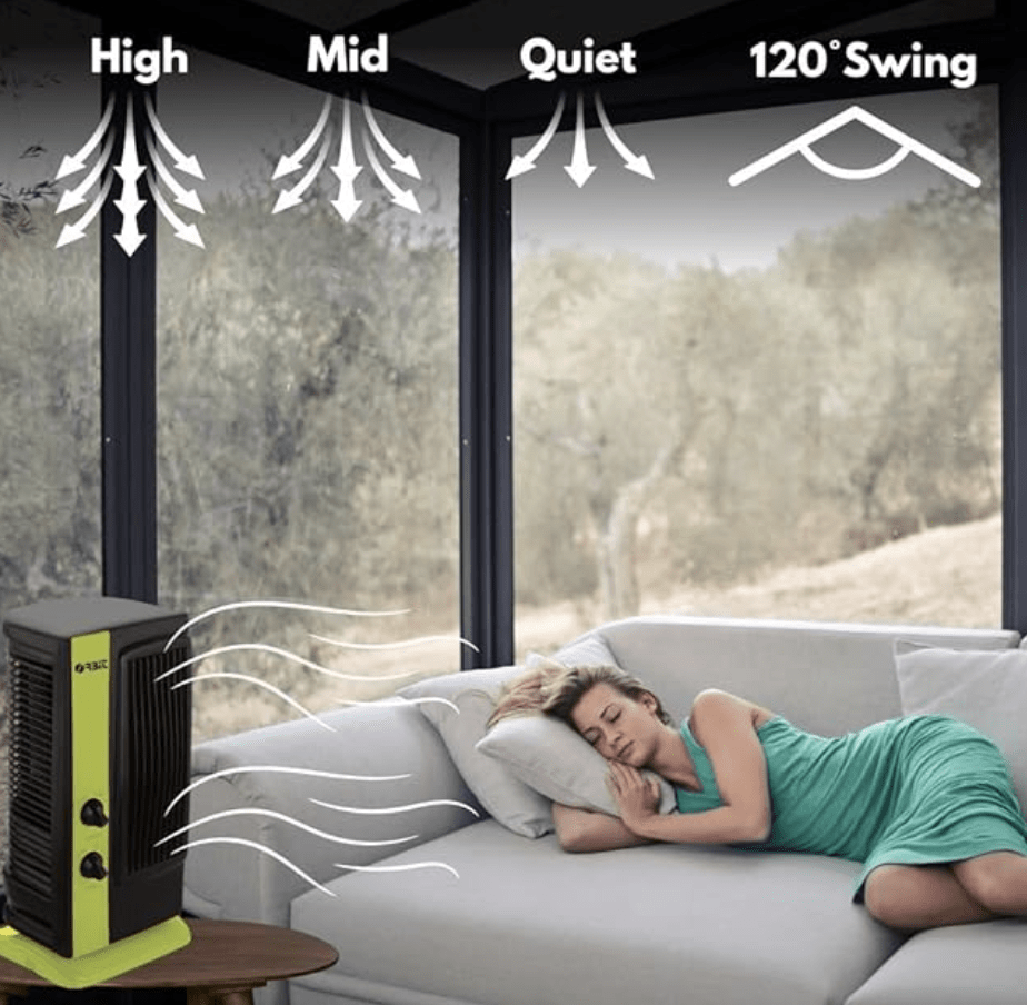 Tower Fan - Multipurpose Portable Oscillating Mini Table Fan - 3 speeds, Portable Desktop Fan, 1 year warranty