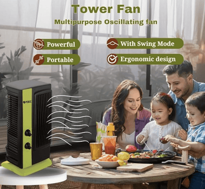 Tower Fan - Multipurpose Portable Oscillating Mini Table Fan - 3 speeds, Portable Desktop Fan, 1 year warranty
