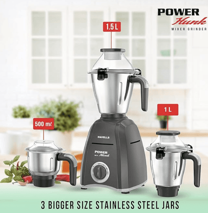 Havells Stainless Steel Power Hunk 3 Jar, White