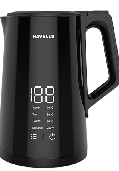 Havells I-Conic 1.5 Litre Digi Kettle with double wall and 304 stainless steel tank (Black)