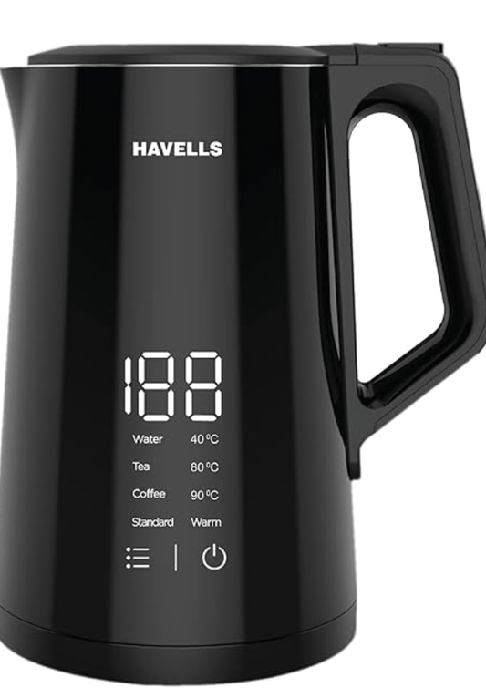Havells I-Conic 1.5 Litre Digi Kettle with double wall and 304 stainless steel tank (Black)