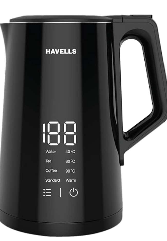 Havells I-Conic 1.5 Litre Digi Kettle with double wall and 304 stainless steel tank (Black)-1