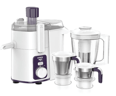 Havells Hexo 1000 watts 3 Jar Juicer Mixer Grinder with 2.5 Kg 100% Ball Bearing Copper Motor ,22000 RPM, 2Ltr Polycarbonate Jar, Metal Teeth Coupler & 2 Years Warranty (White & Purple)-1