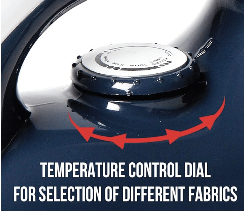 Havells Glydo 1000 watt Dry Iron With American Heritage Non Stick Sole Plate, Aerodynamic Design, Easy Grip Temperature Knob & 2 years Warranty. (Charcoal Blue)