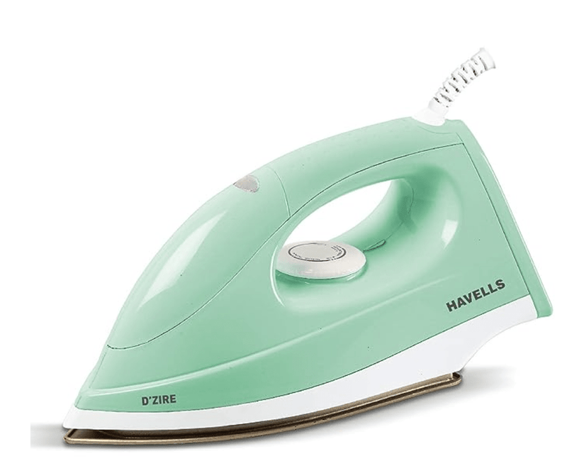 Havells Plastic and Aluminium D'Zire 1000 Watts Dry Iron With American Heritage Sole Plate, Aerodynamic Design, Easy Grip Temperature Knob & 2 Years Warranty. (Mint)-1