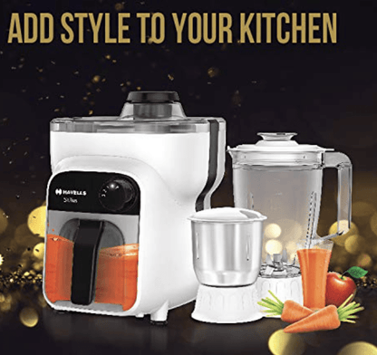 Havells Acrylonitrile Butadiene Styrene Stilus Juicer Mixer Grinder 500W With 3 Jar (Grey White), 500 Watts