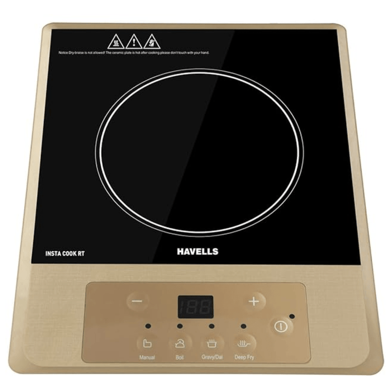 Havells Induction Cooktop Insta Cook - RT | 4 Cooking Options | Glass Ceramic Plate | Soft Touch | Auto Pan Detection | Eneregy Efficient | 3 Yr Coil & 1 Yr Product Manufacturer Warranty|Brown Black-1