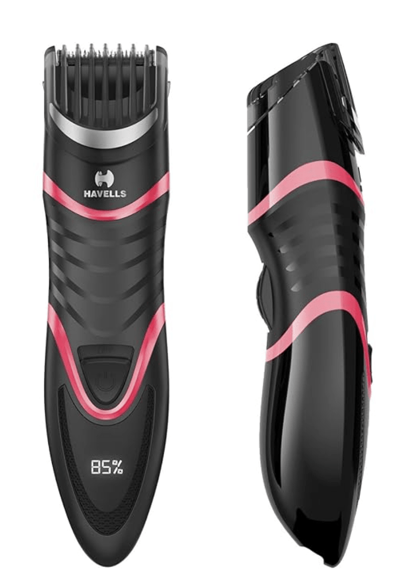 Havells Bt9009 Men Digital Display Beard & Moustache Trimmer, Fast Charge Allows 30 + Trims, 19 Built-in Precise Lengths (Black & Red)-1