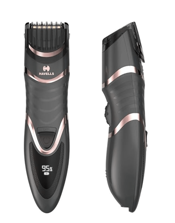 Havells BT9010 Digital Display Beard & Moustache Trimmer, Fast Charge allows 30 + trims, 19 Built-in Precise Lengths (Rose Gold)