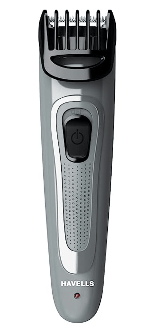 Havells Bt5100C Rechargeable Beard Trimmer with Hypoallergenic Blades; Zero Trim with 0.5 Mm Precision;Upto 17Mm Length Setting for All Trending Styles; 45 Min Runtime, Battery Powered Black & (Grey)