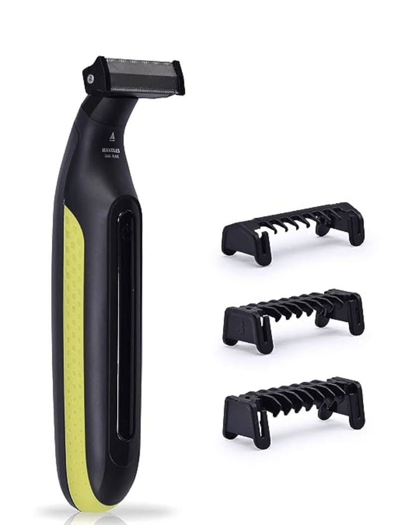 Havells UniBlade (Shaver cum Trimmer) | Rechargeable battery | 60 minutes Runtime | For Wet and Dry shave (IPX6) | 3 Trimming Combs | Travel friendly pouch | Black and Yellow | ST7000-1