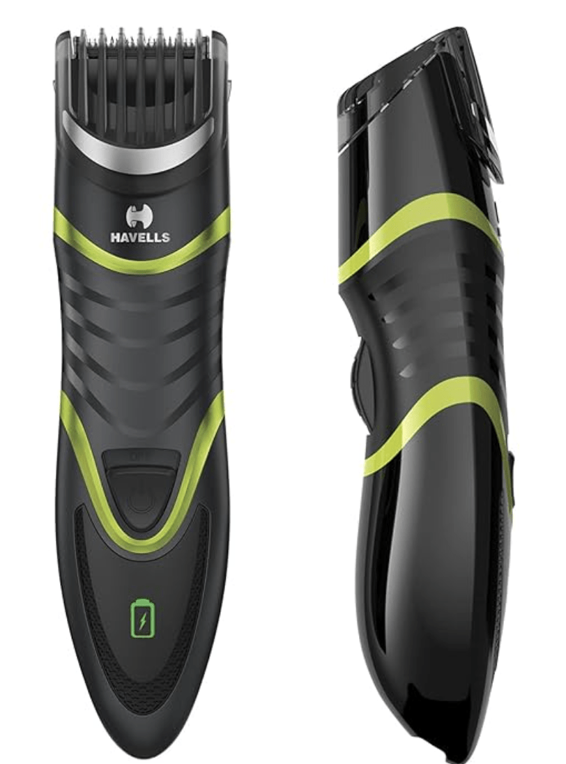 Havells BT9003 Adjustable Beard & Moustache Trimmer, Fast Charge Allows 15 + Trims, 19 Built-in Precise Lengths (Black/Blue)