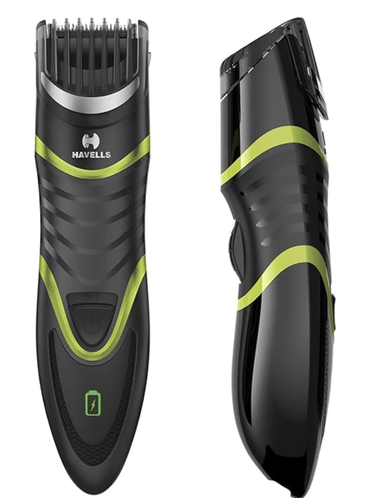 Havells BT9003 Adjustable Beard & Moustache Trimmer, Fast Charge Allows 15 + Trims, 19 Built-in Precise Lengths (Black/Blue)