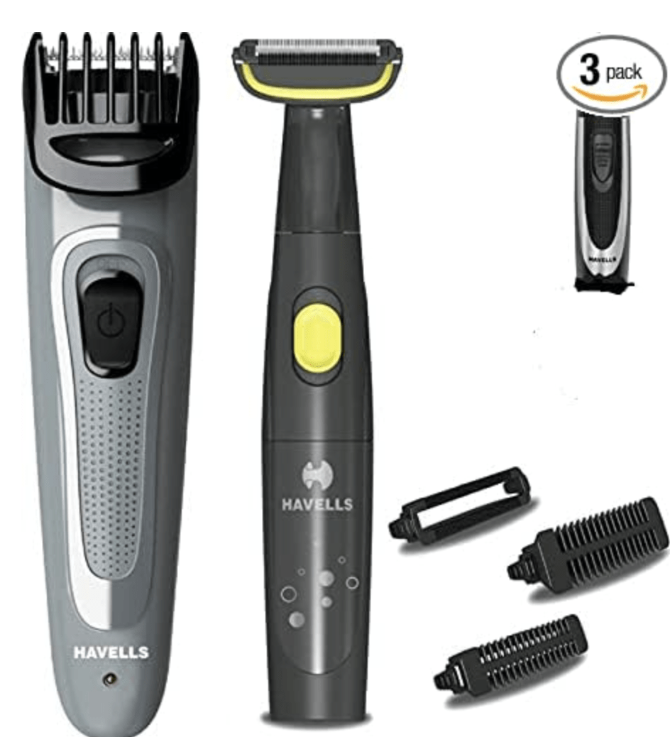 Havells GS6555 - Beard Trimmer, Body Groomer and Nose Trimmer, 3-in-1 Grooming Kit to Take Care of All Your Grooming Needs (Black)