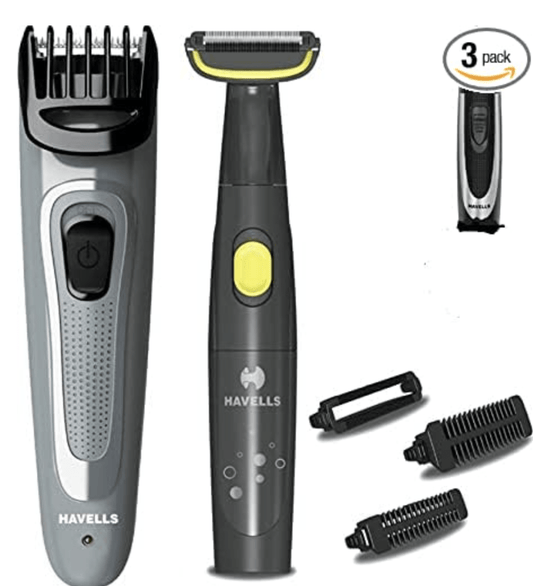 Havells GS6555 - Beard Trimmer, Body Groomer and Nose Trimmer, 3-in-1 Grooming Kit to Take Care of All Your Grooming Needs (Black)