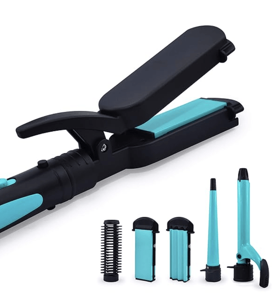 Havells 5-in-1 Multi Styling Kit - Straightener, Curler, Crimper, Conical Curler & Volume Brush | For Multiple Hair Styles | 2 Years Guarantee | Blue/Black | HC4045