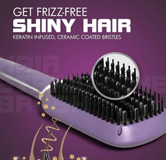 Havells Keratin Infused Hair Straightener Brush with Temperature Control for all hair types | 50W | 2 Years Guarantee | Stunning Purple | HS4201-1