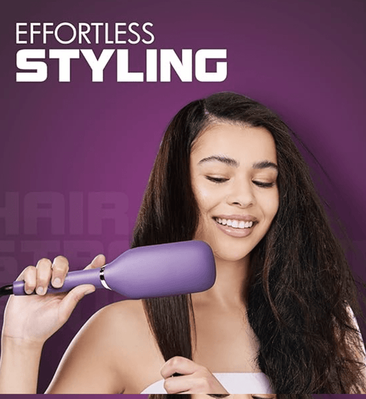 Havells Keratin Infused Hair Straightener Brush with Temperature Control for all hair types | 50W | 2 Years Guarantee | Stunning Purple | HS4201