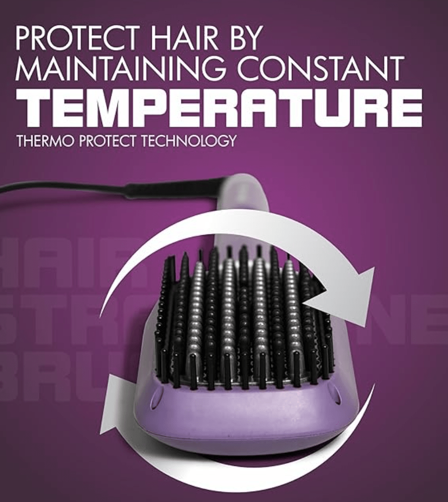 Havells Keratin Infused Hair Straightener Brush with Temperature Control for all hair types | 50W | 2 Years Guarantee | Stunning Purple | HS4201