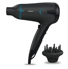 Havells 1700W 2-in-1 Hair Dryer with Diffuser and Thin Concentrator | 2 Heat Settings (Hot/ Warm) | Heat Balance Technology | Midnight Black | Perfect Blow dry companion for Effortless Hair Styling | HD3270-1