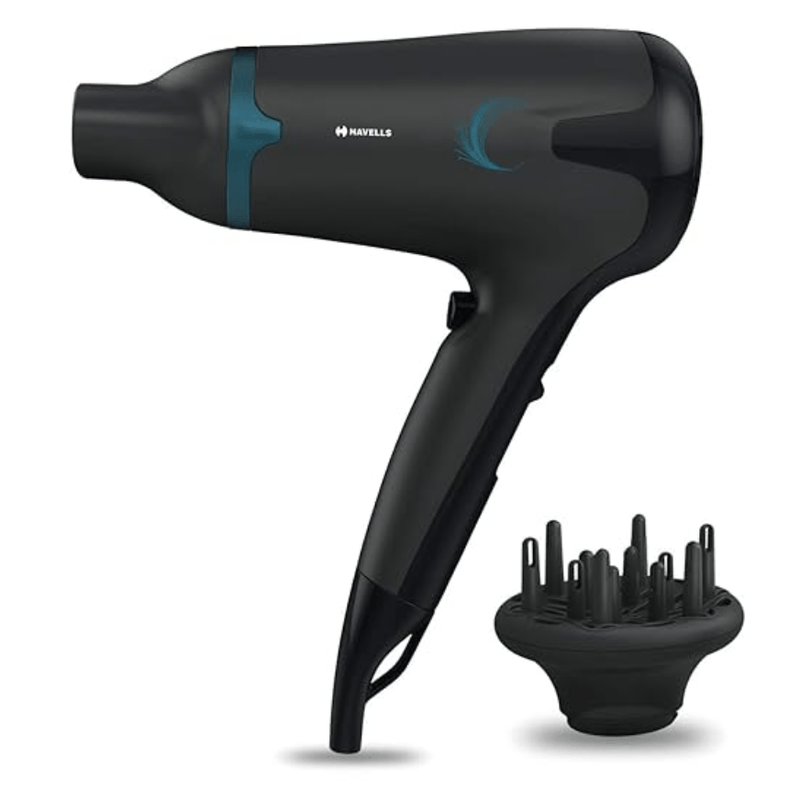 Havells 1700W 2-in-1 Hair Dryer with Diffuser and Thin Concentrator | 2 Heat Settings (Hot/ Warm) | Heat Balance Technology | Midnight Black | Perfect Blow dry companion for Effortless Hair Styling | HD3270-1