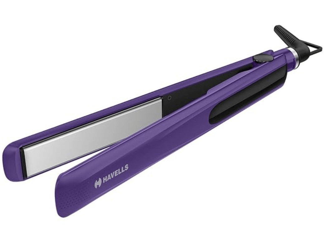 Havells HS4101 Ceramic Plates Fast Heat up Hair Straightener, Straightens & Curls, Suitable for all Hair Types; Worldwide voltage compatible (Purple)