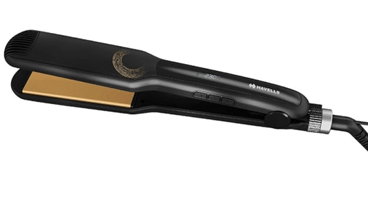 Havells HS4122 Keratin Wide Plate Hair Straightener with Digital Display & Adjustable Temperature; Heats Up Fast; for All Hair Types; Worldwide Voltage Compatible (Black)
