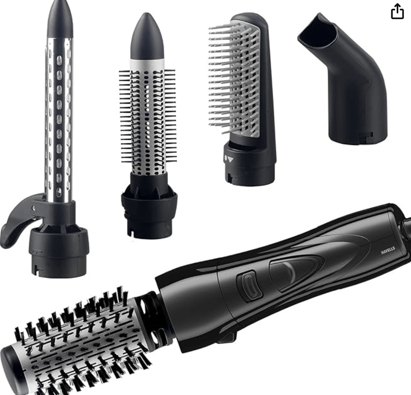 Havells HC4085 - 1000 Watts Air Care Volumizer Styler, Pre-Styling Half Brush and Drying Nozzle, Styling Curlers, Smoothening Roller Brush; Suitable for All Hair Types (Black)-1