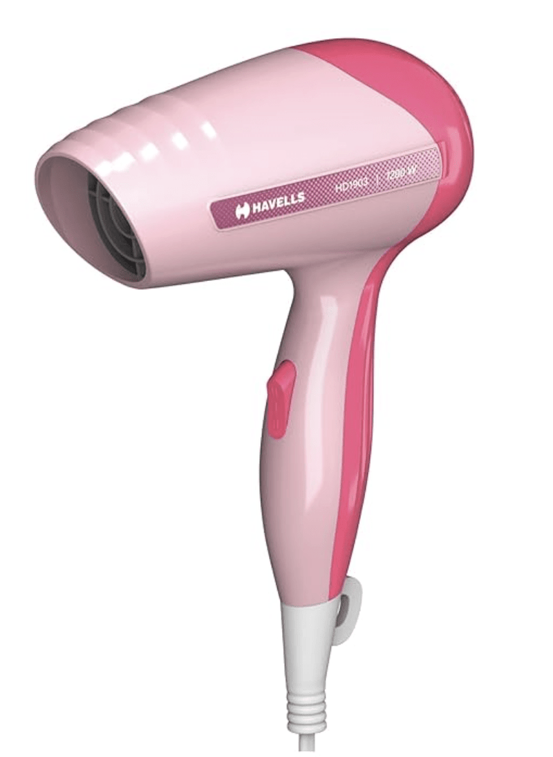 Havells 1200W Powerful Hair Dryer | Overheat Protection | 2 Heat Settings (Hot/Warm) | Heat Balance Technology | Premium Pink | Your perfect Blow dry companion for Effortless Hair Styling | HD1903-1