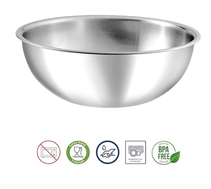 Vinod Platinum Triply Stainless Steel Extra Deep Tasla -1.2 Litre, 18 cm | 2.5 mm Thick | Steel Kadai |5 Year Warranty | Induction & Gas Friendly, Heavy Bottom - Silver
