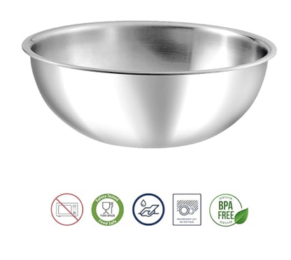 Vinod Platinum Triply Stainless Steel Extra Deep Tasla -1.2 Litre, 18 cm | 2.5 mm Thick | Steel Kadai |5 Year Warranty | Induction & Gas Friendly, Heavy Bottom - Silver