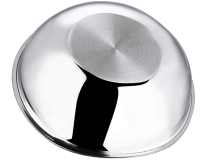 Vinod Platinum Triply Stainless Steel Extra Deep Tasla -2.5 Litre (22 cm) | 2.5 mm Thick | Steel Tasra Kadai/Kadhai | 5 Year Warranty | Induction & Gas Friendly, Heavy Bottom - Silver