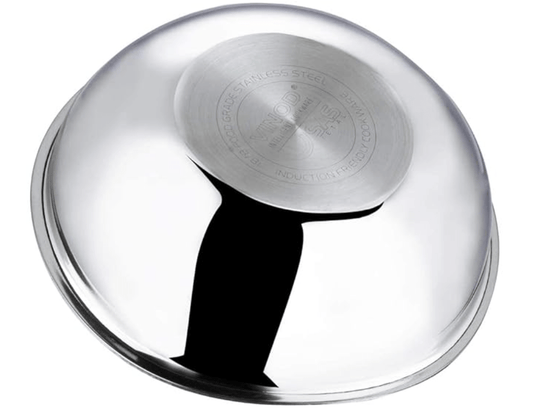 विनोद प्लैटिनम ट्रिपली स्टेनलेस स्टील एक्स्ट्रा डीप तसला - 2.5 लीटर (22 सेमी) | 2.5 मिमी मोटा | स्टील तसरा कढ़ाई | 5 साल की वारंटी | इंडक्शन और गैस फ्रेंडली, हैवी बॉटम - सिल्वर 