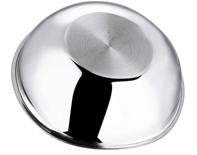Vinod Platinum Triply Stainless Steel Extra Deep Tasla -2.5 Litre (22 cm) | 2.5 mm Thick | Steel Tasra Kadai/Kadhai | 5 Year Warranty | Induction & Gas Friendly, Heavy Bottom - Silver-2